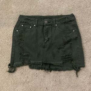 Army green jean skirt